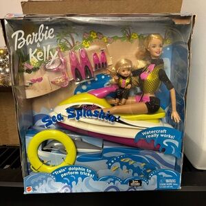 🩷 NIB. Barbie & Kelly Sea Splashin' Set with wave runner and dolphin friend